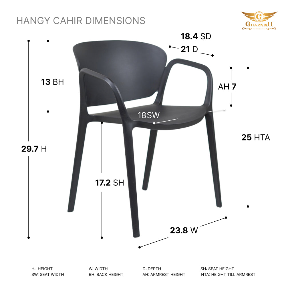 Hangy PVC Cafe Chairs With Arm Rest Black Color