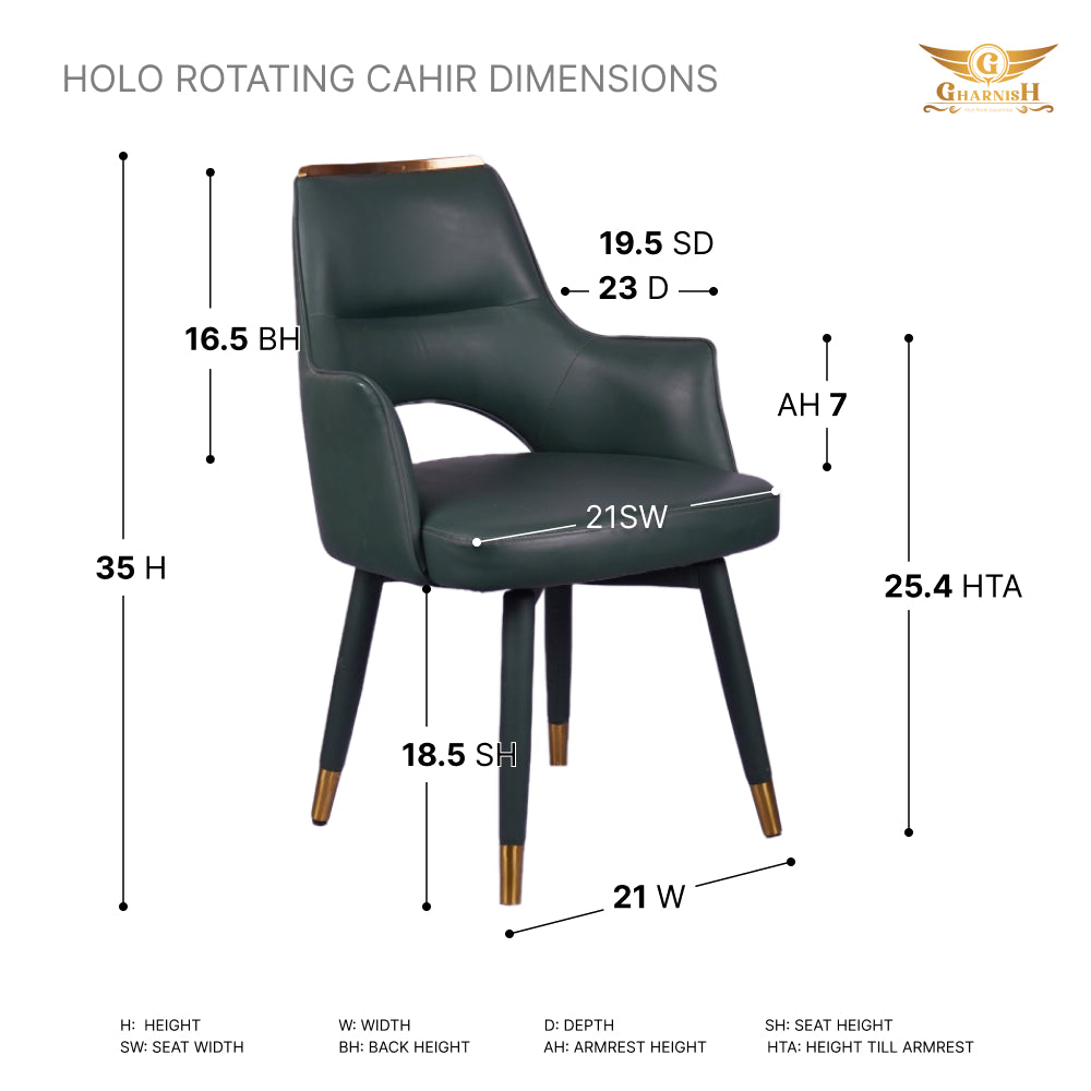 Holo Green Revolving Restaurant Dining Chair