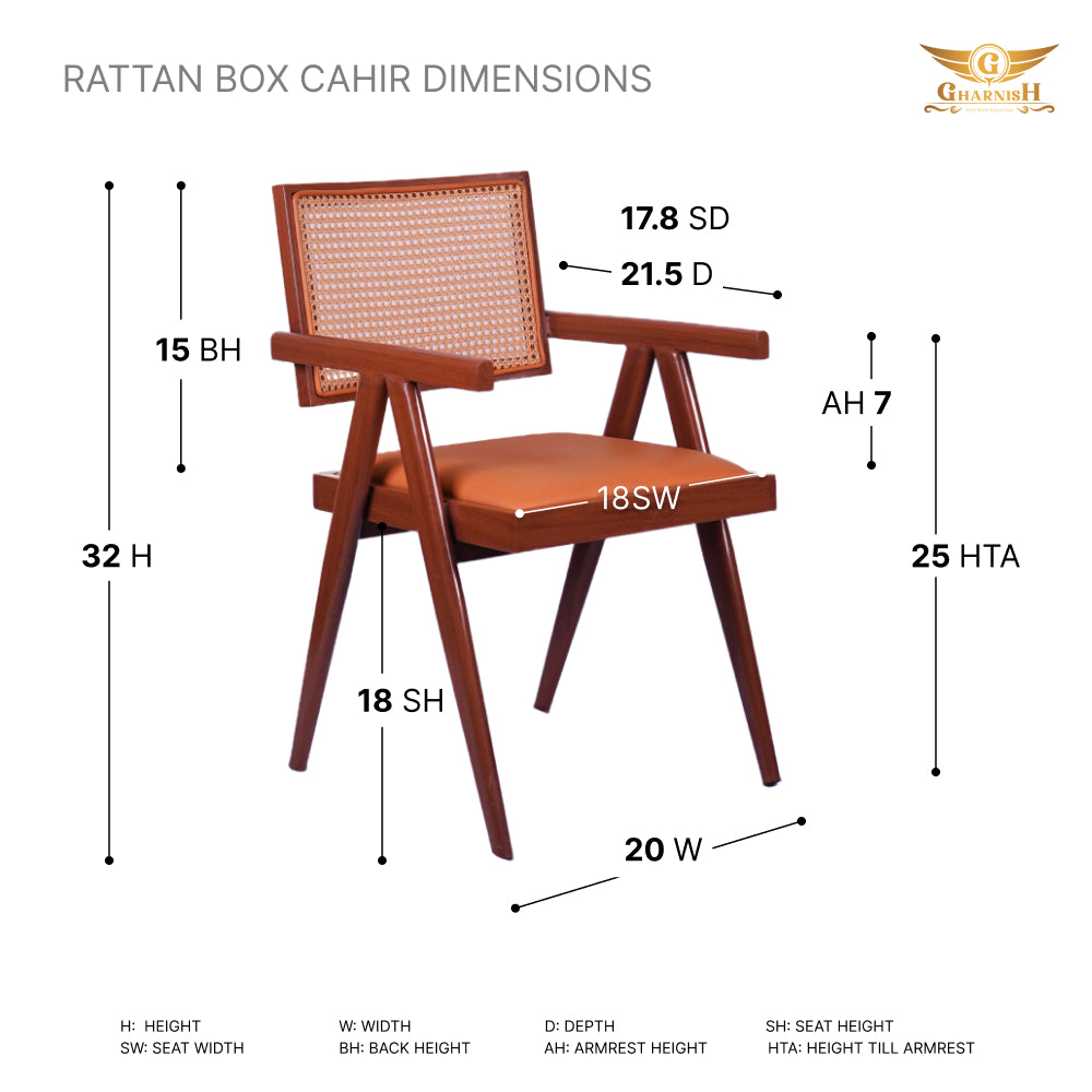 Rattan Box - Cane Made Teakwood Dining Chair GHDC012